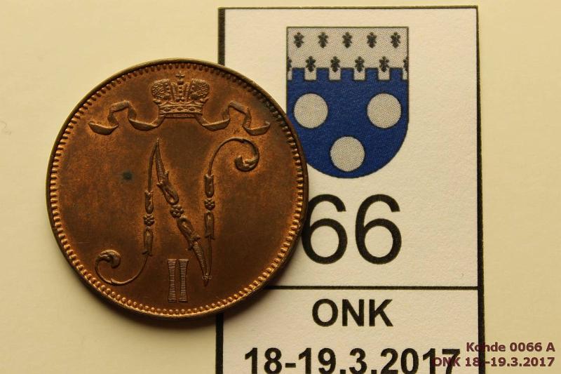 k-0066-a.jpg - Kohde 66 (kuva 1/2), lhthinta: 100 € 5 p 1908 Leimakiitoa, patinaa, phpja. Erittin kaunis!, kunto: 8