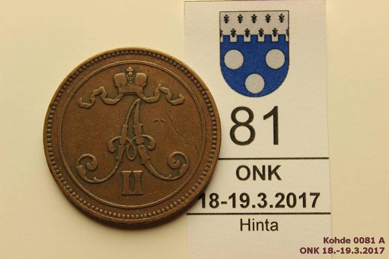 k-0081-a.jpg - Kohde 81 (kuva 1/2), lhthinta: 8 € / myyntihinta: 10 € 10 p 1865 Iso risti, ij. Hyv kansiokappale!, kunto: 3/4