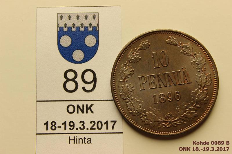 k-0089-b.jpg - Kohde 89 (kuva 2/2), lhthinta: 540 € / myyntihinta: 690 € 10 p 1896 SNY 153.1. Peilipinta, tumma jalopatina, loistelias!, kunto: 9