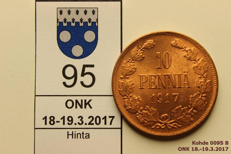 k-0095-b.jpg - Kohde 95 (kuva 2/2), lhthinta: 8 € / myyntihinta: 15 € 10 p 1917 II Puhdas leimakiilto, loistelias!, kunto: 9