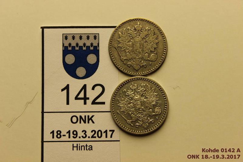 k-0142-a.jpg - Kohde 142 (kuva 1/2), lhthinta: 25 € / myyntihinta: 42 € 50 p 1864, -65 Ag, kunto: 3/4, 6