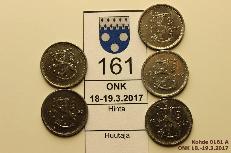 k-0161-a.jpg - Kohde 161, lhthinta: 10 € / myyntihinta: 10 € 50 p 1943-48 (5) Fe, 1943 mvja, -44, -46, -47 mvja, -48. Hyvkuntoinen vhruosteinen er!, kunto: 7-8