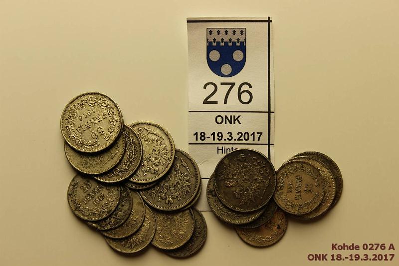 k-0276-a.jpg - Kohde 276, lhthinta: 15 € / myyntihinta: 33 € 25 - 50 p 1864-1917 (21) Ag, 25p 1875, -90,1901 (rv), -09(rv), -15, -16(3), -17 I, -17 II(2)I; 50p 1864, -90, -91, 1914, -16(3), -17 II(3), kunto: 3-7