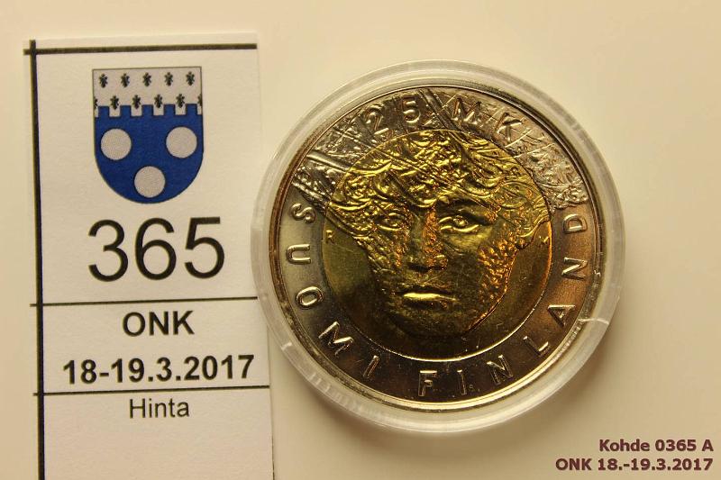 k-0365-a.jpg - Kohde 365, lhthinta: 10 € / myyntihinta: 11 € 25 mk 2001 CuNi, BU, Lahti MM "Hemohes", kapseli, kunto: 9