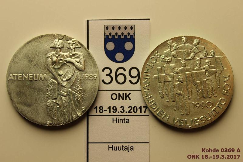 k-0369-a.jpg - Kohde 369, lhthinta: 12 € / myyntihinta: 18 € 100 mk 1989-90 (2) Ag, BU, Ateneum, Veljesliitto, kunto: 9