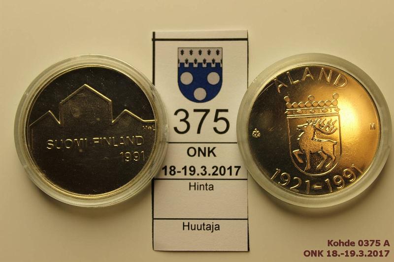 k-0375-a.jpg - Kohde 375, lhthinta: 12 € / myyntihinta: 19 € 100 mk 1991 (2) Ag, BU, land, Jkiekko, kapselit, kunto: 9