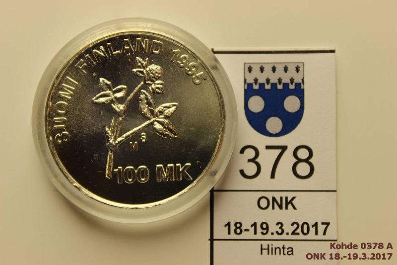 k-0378-a.jpg - Kohde 378, lhthinta: 10 € / myyntihinta: 13 € 100 mk 1995 Ag, BU, AIV, kapseli, kunto: 9