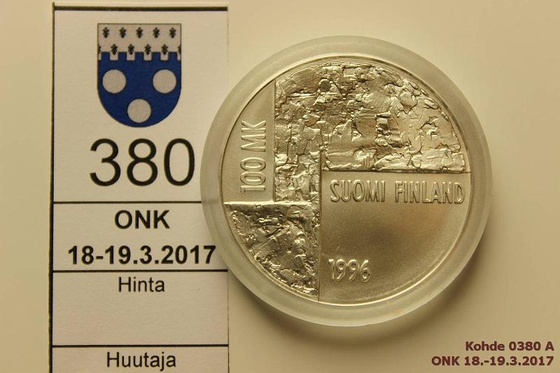 k-0380-a.jpg - Kohde 380, lhthinta: 15 € / myyntihinta: 21 € 100 mk 1996 Ag, BU, Schjerfbeck, kapseli, kunto: 9