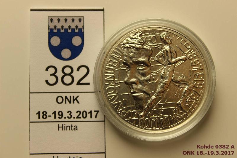 k-0382-a.jpg - Kohde 382, lhthinta: 10 € / myyntihinta: 12 € 100 mk 1997 Ag, BU, Nurmi, kapseli, kunto: 9