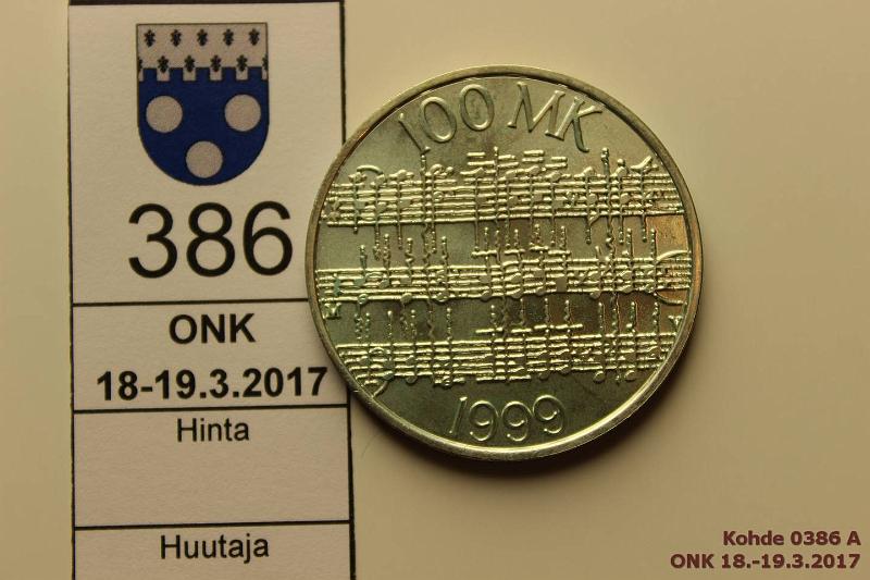 k-0386-a.jpg - Kohde 386, lhthinta: 10 € / myyntihinta: 20 € 100 mk 1999 Ag, BU, Sibelius, kunto: 9