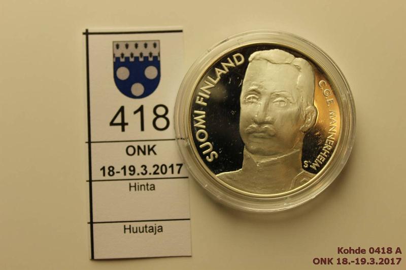 k-0418-a.jpg - Kohde 418, lhthinta: 15 € / myyntihinta: 15 € 10 € 2003 Ag, Proof, Mannerheim, kapseli, kunto: 10