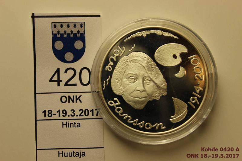 k-0420-a.jpg - Kohde 420, lhthinta: 15 € / myyntihinta: 16 € 10 € 2004 Ag, Proof, Jansson/Muumit, kapseli, kunto: 10