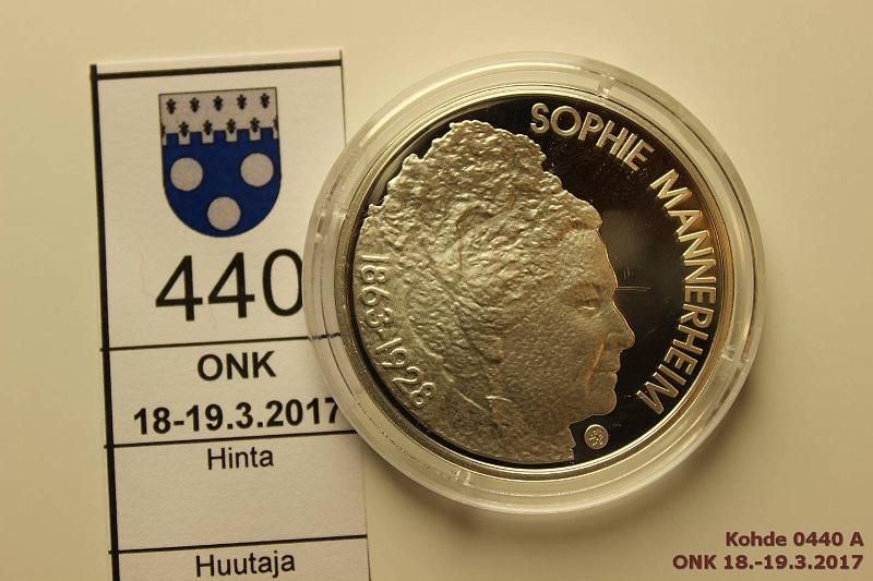 k-0440-a.jpg - Kohde 440, lhthinta: 15 € / myyntihinta: 32 € 10 € 2013 Ag, Proof, Sophie Mannerheim, kapseli, kunto: 10