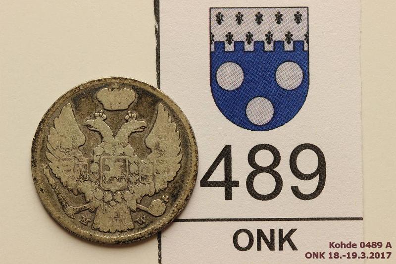 k-0489-a.jpg - Kohde 489 (kuva 1/2), lhthinta: 8 € / myyntihinta: 16 € 15 kop / 1 zloty 1832 C#129 Ag, MW, Nikolai I, Poland / Warszawa mint, kunto: 3/1