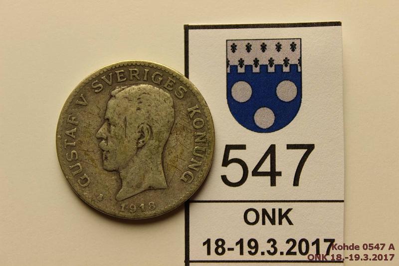 k-0547-a.jpg - Kohde 547 (kuva 1/2), lhthinta: 15 € 1 kr 1918 KM#786 Ag, Gustaf V. Harvinainen! ( painettu 258 091), kunto: 3/4