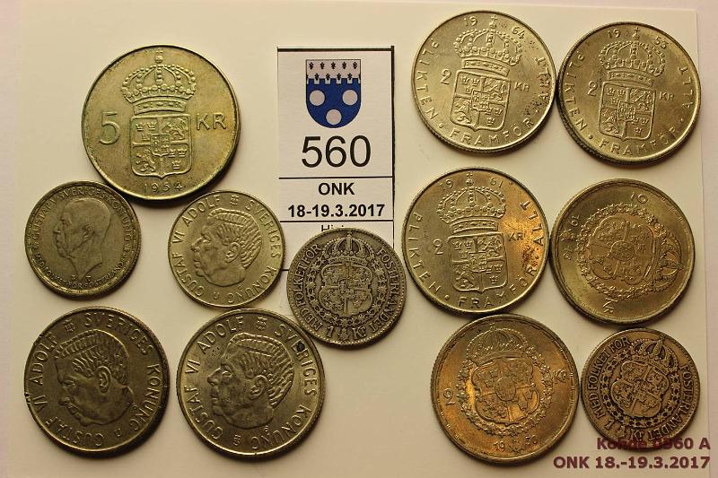 k-0560-a.jpg - Kohde 560, lhthinta: 10 € / myyntihinta: 24 € 1 - 5 kr (12) 1930-64 Ag, 1kr 1930, -32, -49, -63; 2kr 1945, -50, -53, -54, -61, -64(2, toisessa rvja); 5kr 1954, kunto: 4-8