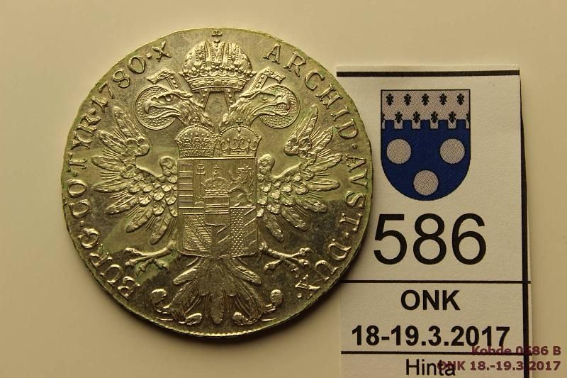 k-0586-b.jpg - Kohde 586 (kuva 2/2), lhthinta: 10 € / myyntihinta: 13 € Itvalta 1 thaler 1780 KM#T1 Ag, Maria Theresia taaleri, jlkilynti, kunto: 8