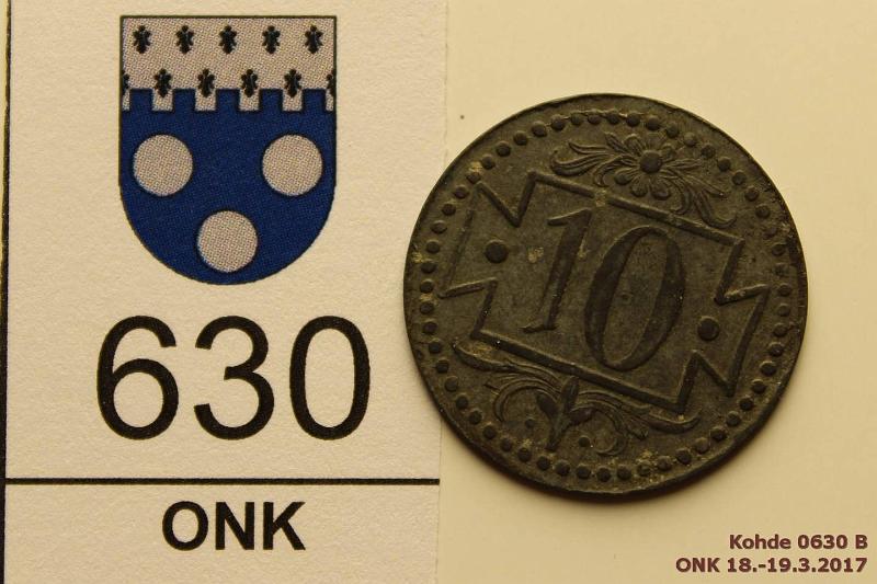 k-0630-b.jpg - Kohde 630 (kuva 2/2), lhthinta: 50 € / myyntihinta: 50 € Danzig 10 pf 1920 KM#Tn1 Zn, small "10" in cartouche, token. Harvinainen!, kunto: 5