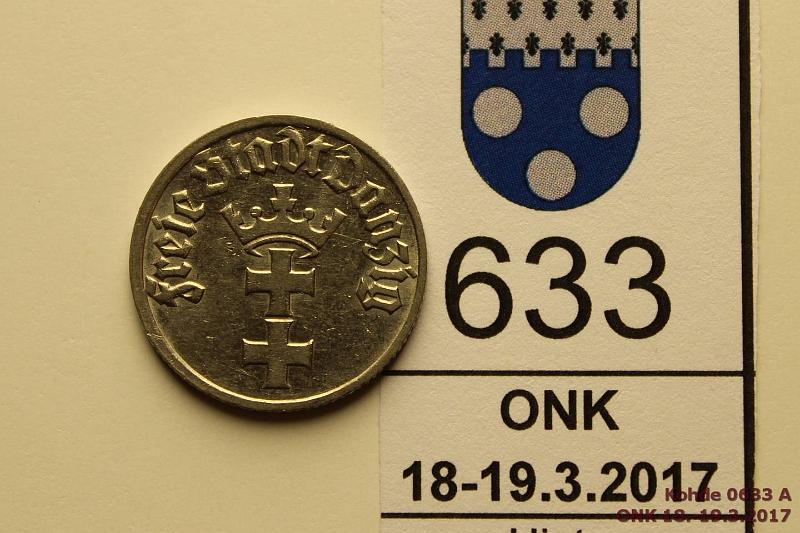 k-0633-a.jpg - Kohde 633 (kuva 1/2), lhthinta: 20 € / myyntihinta: 28 € Danzig  gulden 1932 KM#153 Ni, hnja, erittin kaunis!, kunto: 8