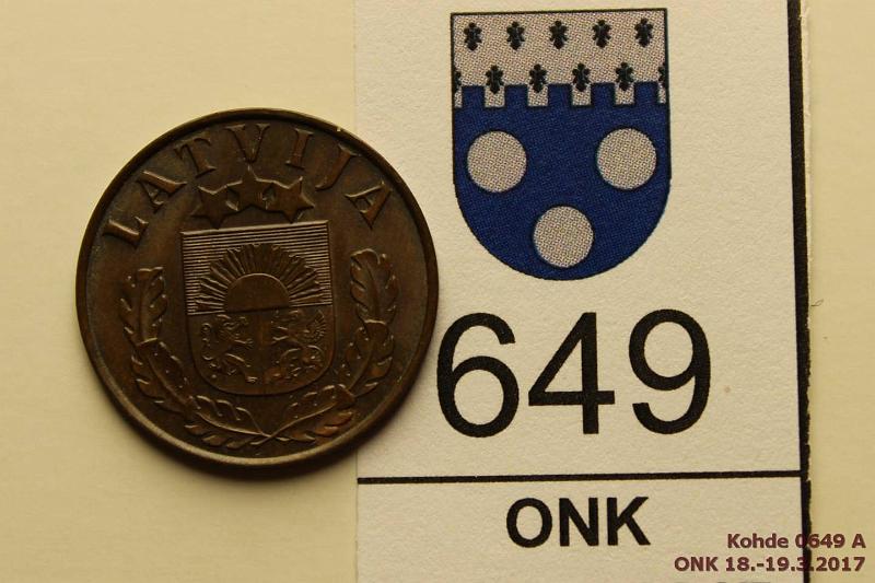 k-0649-a.jpg - Kohde 649 (kuva 1/2), lhthinta: 10 € / myyntihinta: 10 € Latvia 2 s 1939 KM#11.2 Br, 19,5mm, tysin kulumaton raha, leimakiiltoa, erittin kaunis!, kunto: 9