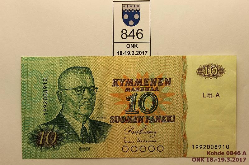 k-0846-a.jpg - Kohde 846, lhthinta: 10 € / myyntihinta: 10 € 10 mk 1980 LA 199.. SNY 147.5 1992008910 KU I-Hes, korvaava, kunto: 6