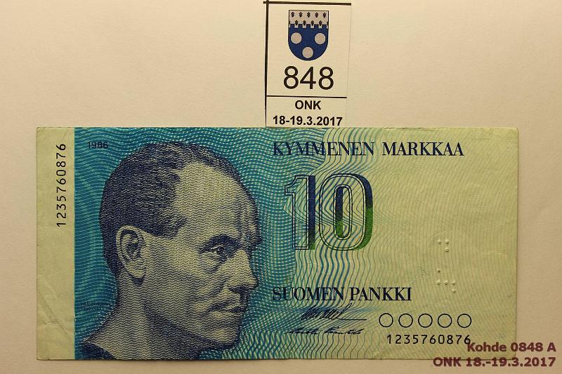 k-0848-a.jpg - Kohde 848, lhthinta: 35 € 10 mk 1986 SNY 148.1 1259274064 OL I-Pu1, valkeassa osassa sokeainkirjoitusta, prep. Erikoinen!, kunto: 5