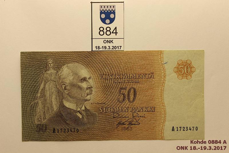 k-0884-a.jpg - Kohde 884, lhthinta: 15 € / myyntihinta: 17 € 50 mk 1963 SNY 170.1 A1723470 RO I-AAS, harv. ak pari (v), km, kunto: 4