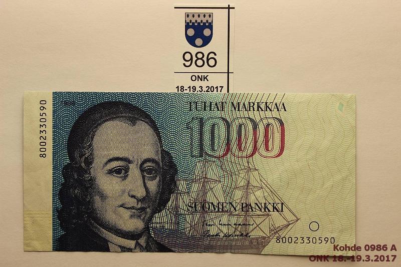 k-0986-a.jpg - Kohde 986, lhthinta: 100 € 1000 mk 1986 SNY 201.1 8002330590 LIN-Ko1, kunto: 5