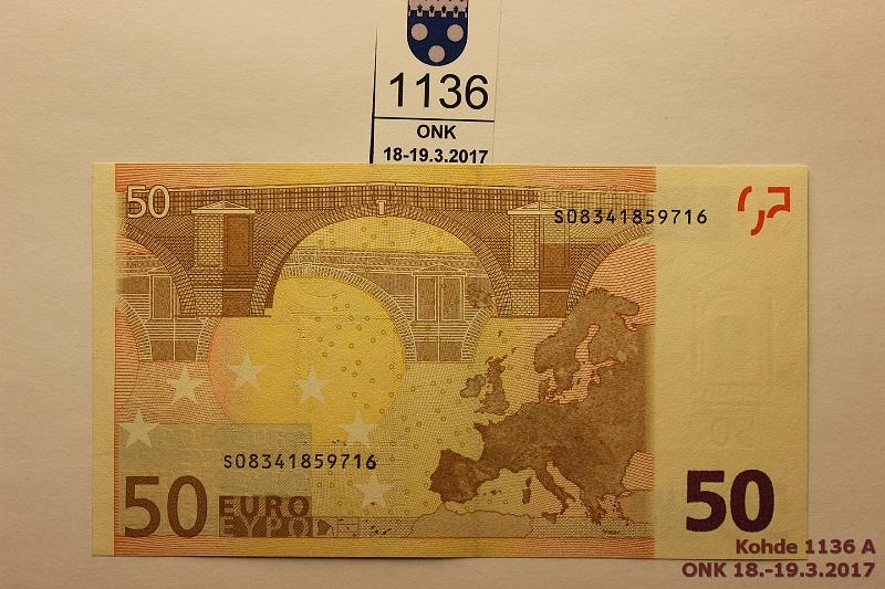 k-1136-a.jpg - Kohde 1136, lhthinta: 100 € Italia 4/1/S/J11 S08341859716 Dui J011 G4, laskurin jlki ja pieni paperivika, kunto: 9