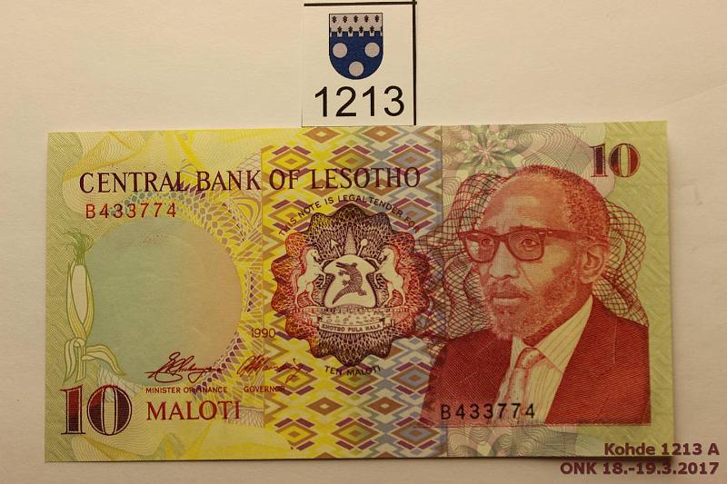 k-1213-a.jpg - Kohde 1213, lhthinta: 5 € / myyntihinta: 5 € Lesotho 10 maloti 1990 P#10, kunto: 9