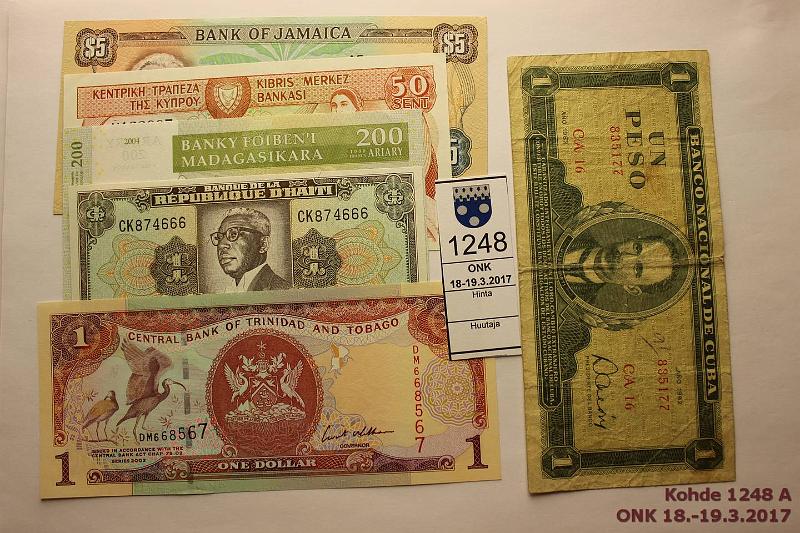 k-1248-a.jpg - Kohde 1248, lhthinta: 10 € / myyntihinta: 16 € Saarivaltioita (6) 1900-2000 -luku Kuuba(kl2), Trinidad&Tobago, Jamaica, Haiti, Kypros, Madagaskar, kunto: 2, 9