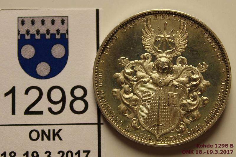 k-1298-b.jpg - Kohde 1298 (kuva 2/2), lhthinta: 10 € / myyntihinta: 16 € Hopeamitali 1800-luku Ag, 32mm n. 16g. J P Lefren 1784-1862. Hnja, kunto: 8