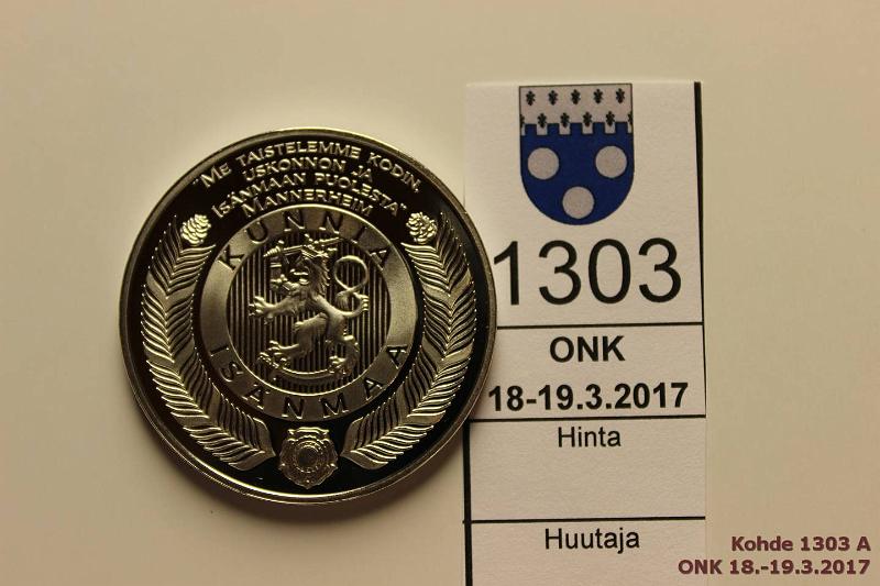 k-1303-a.jpg - Kohde 1303 (kuva 1/2), lhthinta: 5 € / myyntihinta: 12 € Talvisota 1939-40 Ag, Proof. Monetan mitali n. 26g, kunto: 10