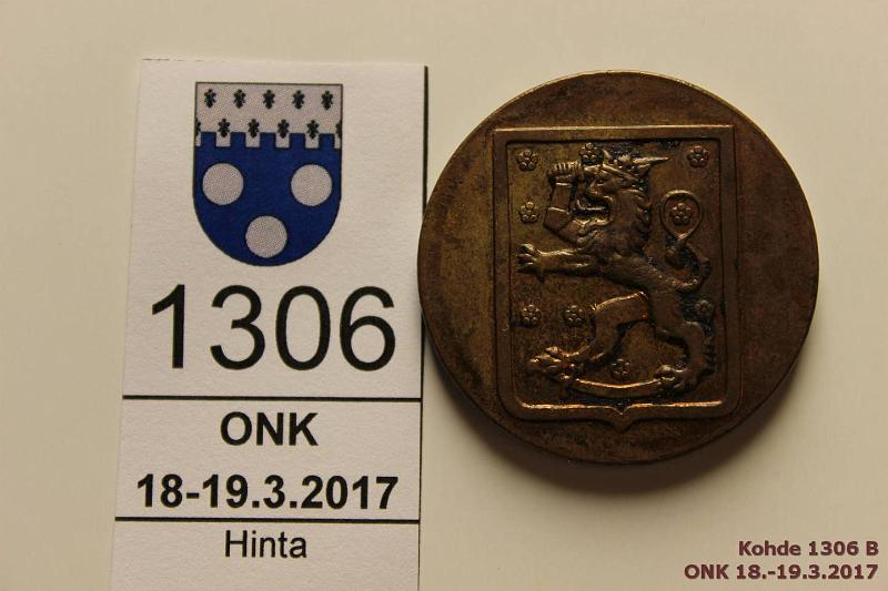 k-1306-b.jpg - Kohde 1306 (kuva 2/2), lhthinta: 5 € / myyntihinta: 5 € Jatkosodan muistomitali 1941-45 Patinaa, kunto: 8