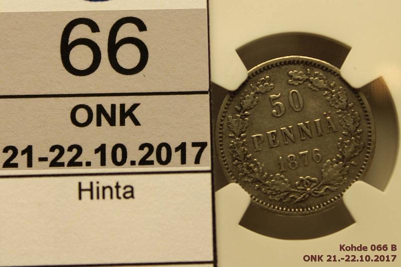 k-0066-b.jpg - Kohde 66 (kuva 2/2), lhthinta: 5700 € / myyntihinta: 6250 € 50 p 1876 Ag, NCG:n kapselissa MS 35, erittin harvinainen!, kunto: 4/5