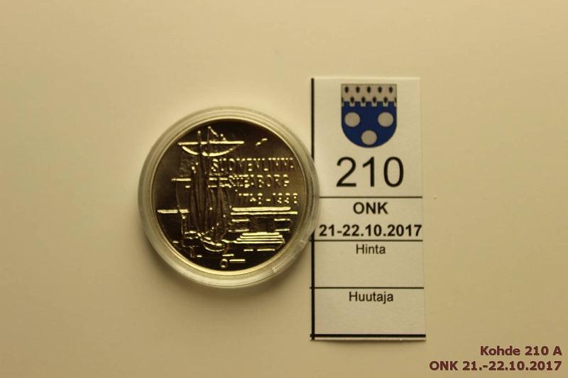 k-0210-a.jpg - Kohde 210, lhthinta: 10 € / myyntihinta: 16 € 100 mk 1998 Ag, BU, Suomenlinna kapselissa, kunto: 9