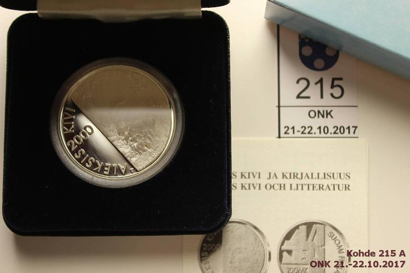 k-0215-a.jpg - Kohde 215, lhthinta: 12 € / myyntihinta: 27 € 100 mk 2000 Ag, Proof, Kivi, kapseli, kotelo, tod., kunto: 10