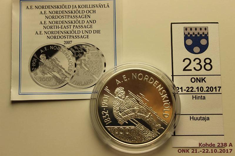 k-0238-a.jpg - Kohde 238, lhthinta: 14 € / myyntihinta: 14 € 10 € 2007 Ag, Proof, Nordenskjld kaps., tod., kunto: 10