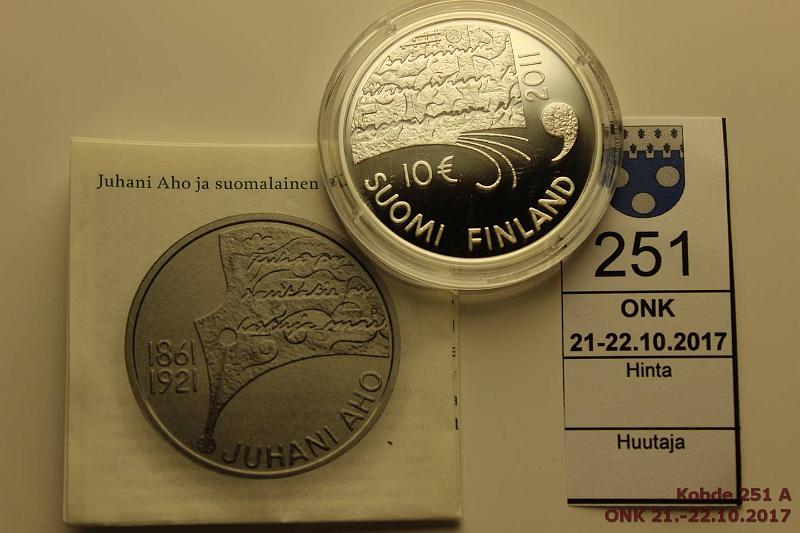 k-0251-a.jpg - Kohde 251, lhthinta: 14 € / myyntihinta: 18 € 10 € 2011 Ag, Proof, Aho kapselissa, tod., kunto: 10