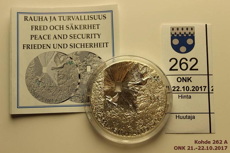 k-0262-a.jpg - Kohde 262, lhthinta: 25 € / myyntihinta: 29 € 20 € 2009 Ag, Proof, Rauha ja turvallisuus kaps., tod., kunto: 10