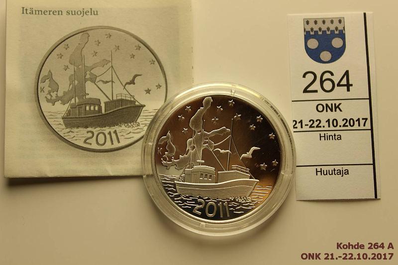 k-0264-a.jpg - Kohde 264, lhthinta: 25 € / myyntihinta: 34 € 20 € 2011 Ag, Proof, Itmeren suojelu kaps., tod., kunto: 10