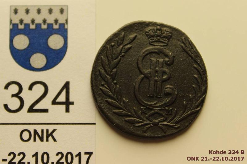 k-0324-b.jpg - Kohde 324 (kuva 2/2), lhthinta: 20 € / myyntihinta: 20 € 1 kop 1777 C#3, Bit. 1154 Cu, KM, Venj / Siperia, Suzun mint, kunto: 5