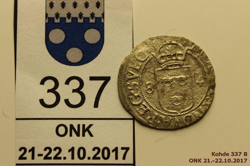 k-0337-b.jpg - Kohde 337 (kuva 2/2), lhthinta: 50 € / myyntihinta: 57 €  re 1584 SM#93 Ag, Johann III, Stockholm, puhd, rvja, kunto: 4