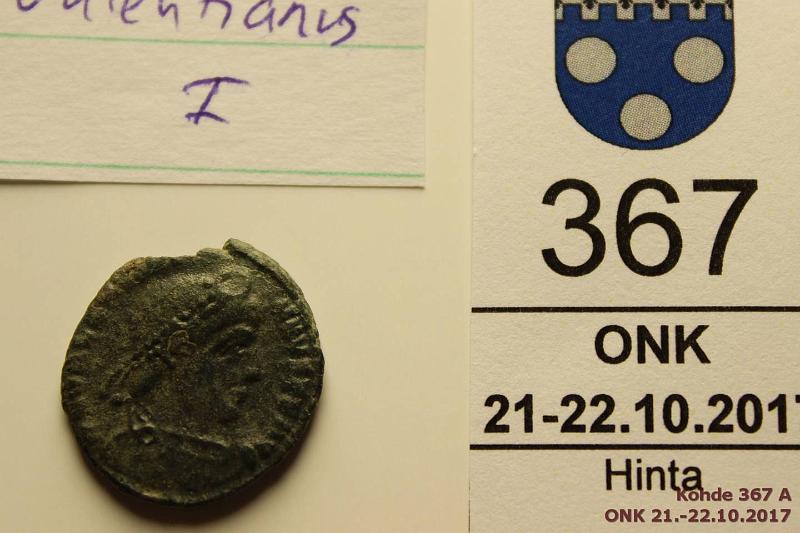 k-0367-a.jpg - Kohde 367, lhthinta: 5 € / myyntihinta: 8 € Rooma 364-375 AD Valentianus I, kunto: 3