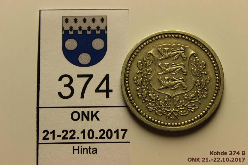 k-0374-b.jpg - Kohde 374 (kuva 2/2), lhthinta: 5 € / myyntihinta: 8 € Eesti 25 senti 1925 KM#9 NiBr, kunto: 5