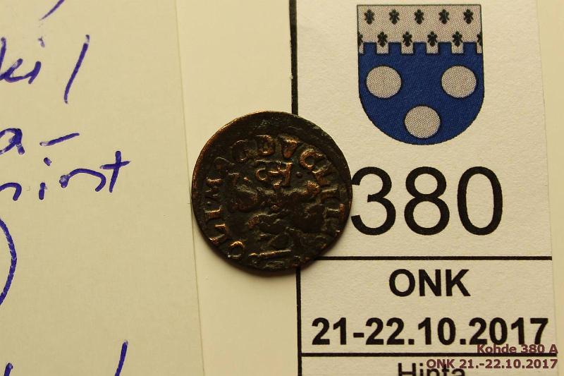 k-0380-a.jpg - Kohde 380, lhthinta: 10 € Puola/Liettua 1 szelag (solidus) 1666 KM#50 Cu, Wilna mint / Litewski. Jean II Casimir, kunto: 2