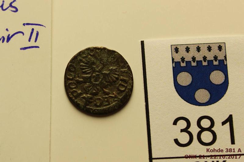 k-0381-a.jpg - Kohde 381, lhthinta: 10 € Puola/Liettua 1 szelag (solidus) 1667 KM#110 Cu, Jean II Casimir, kunto: 2