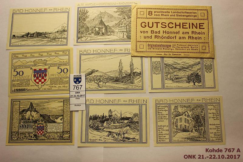 k-0767-a.jpg - Kohde 767, lhthinta: 5 € / myyntihinta: 13 € Htsetelit 1921 (8) Bad Honnef am Rhein. 50pf (4 eril.), 99pf(4 eril.), alkuperisess aikalaiskirjekuoressa, kunto: 8-9