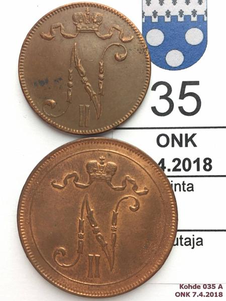 k-0035-a.jpg - Kohde 35 (kuva 1/2), lhthinta: 10 € 5 + 10 p 1917 I (2) ephpja, kauniit!, kunto: 7, 8