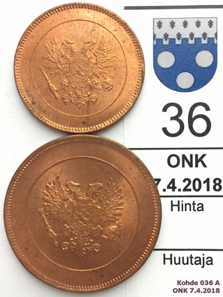 k-0036-a.jpg - Kohde 36 (kuva 1/2), lhthinta: 10 € / myyntihinta: 12 € 5 + 10 p 1917 II (2) ephpja, loisteliaat!, kunto: 9/8, 9